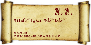 Mihályka Máté névjegykártya